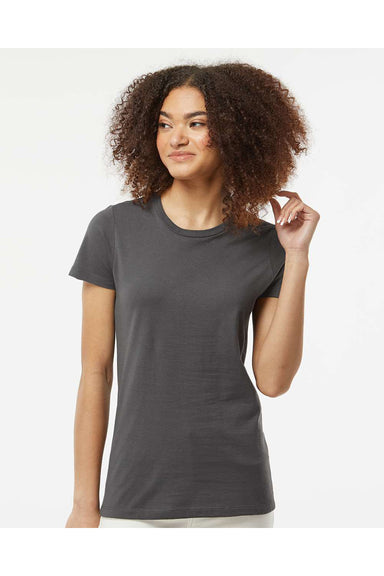 Tultex 516 Womens Premium Short Sleeve Crewneck T-Shirt Charcoal Grey Model Front