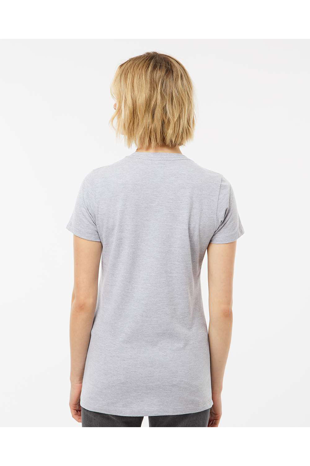 Tultex 516 Womens Premium Short Sleeve Crewneck T-Shirt Heather Grey Model Back