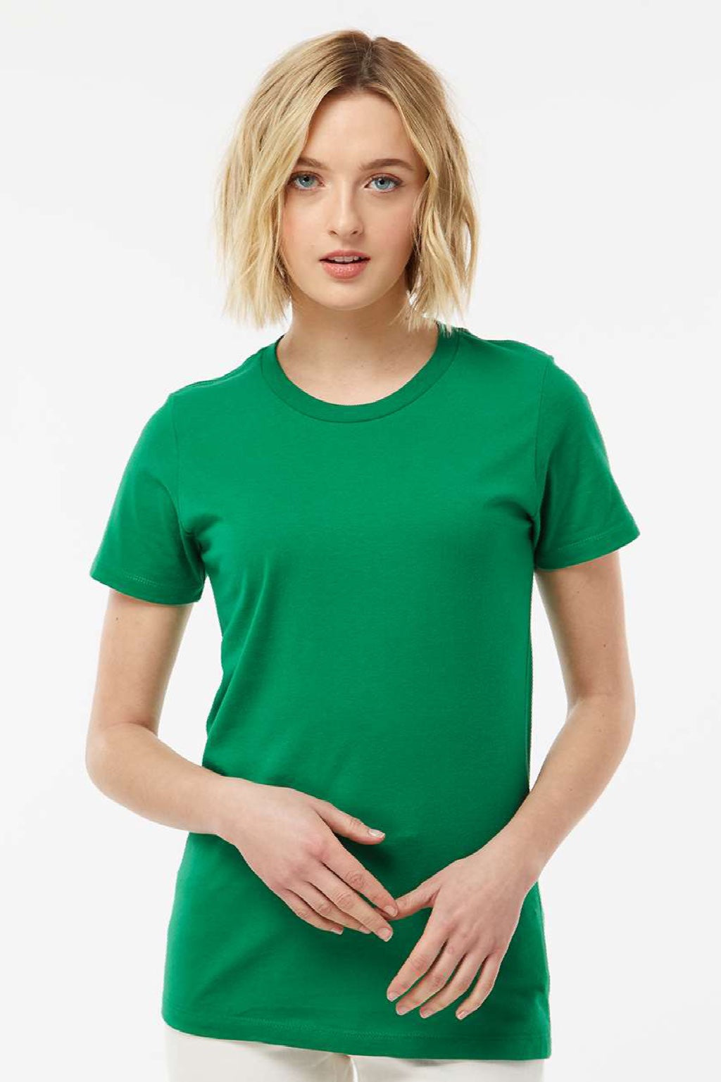 Tultex 516 Womens Premium Short Sleeve Crewneck T-Shirt Kelly Green Model Front