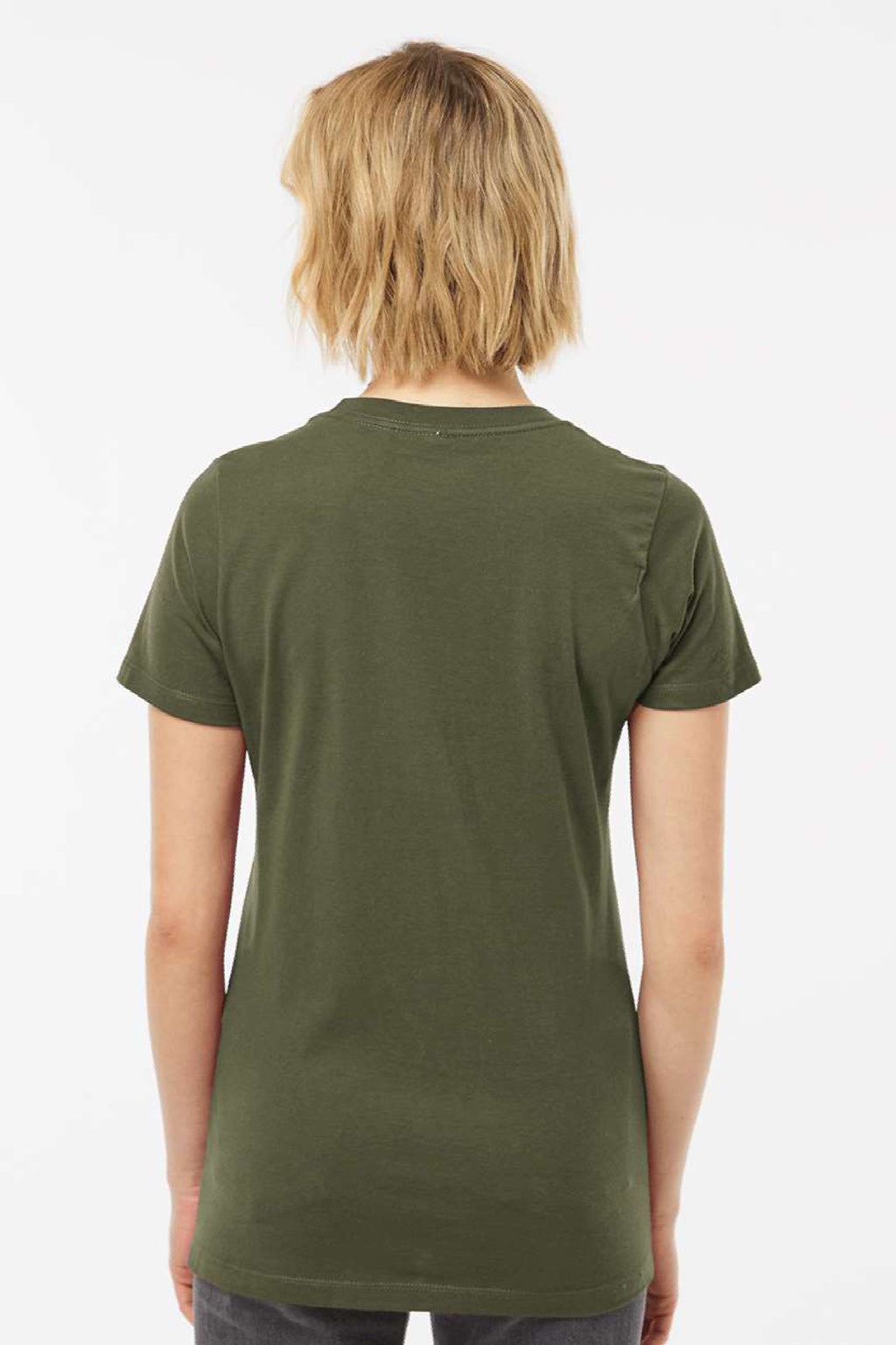 Tultex 516 Womens Premium Short Sleeve Crewneck T-Shirt Olive Green Model Back