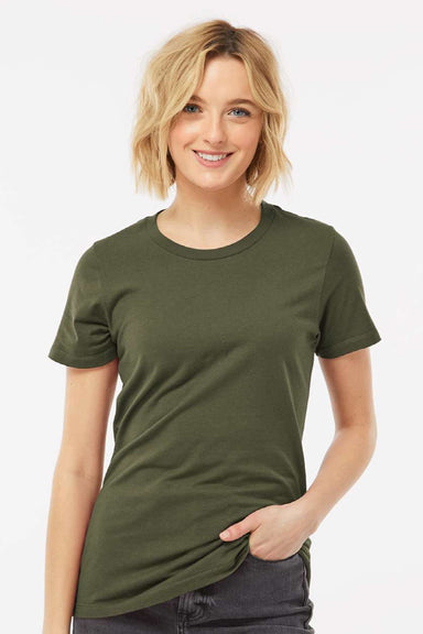 Tultex 516 Womens Premium Short Sleeve Crewneck T-Shirt Olive Green Model Front