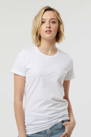 Tultex 516 Womens Premium Short Sleeve Crewneck T-Shirt White Model Front