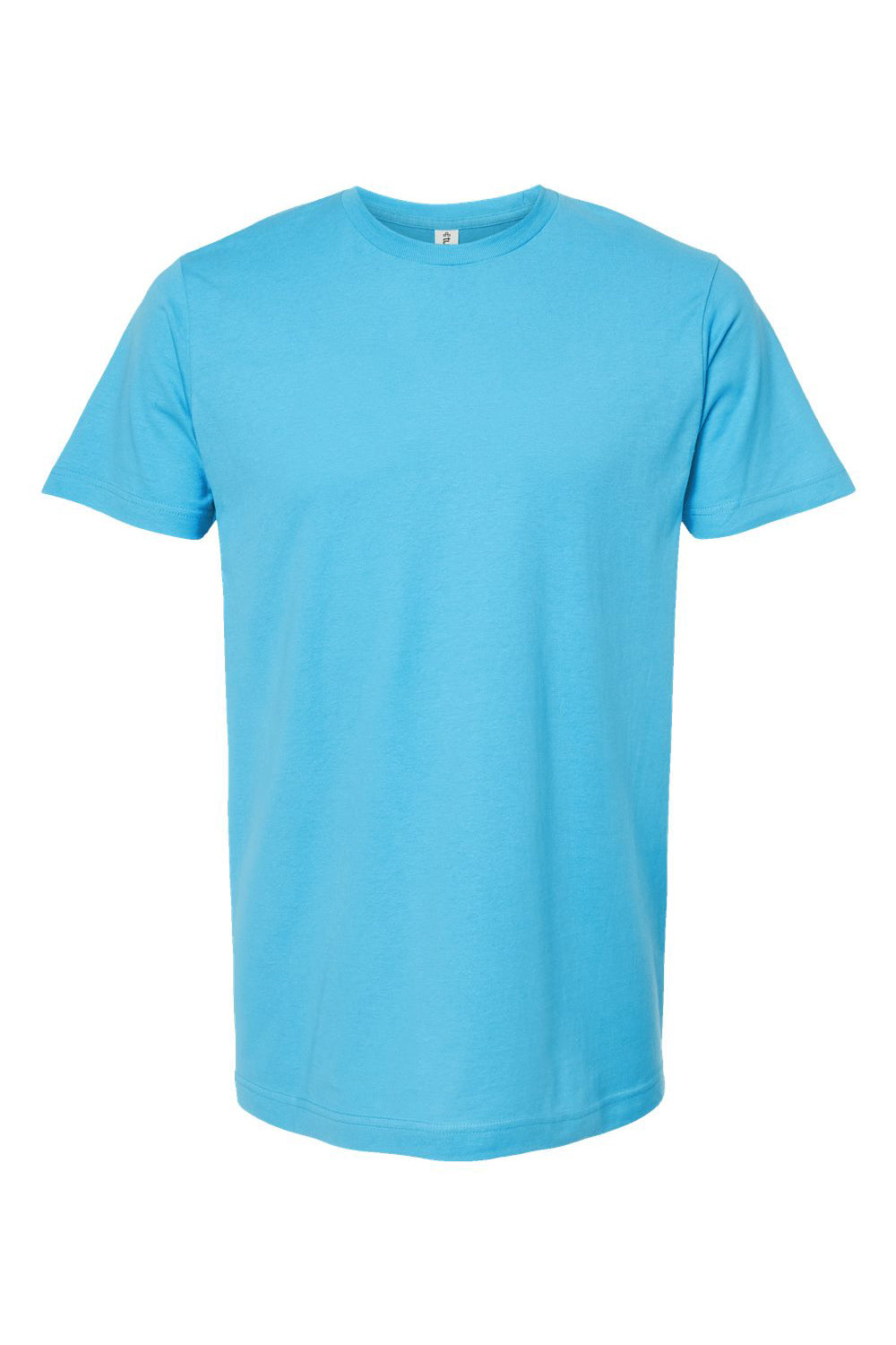 Tultex 202 Mens Fine Jersey Short Sleeve Crewneck T-Shirt Aqua Blue Flat Front