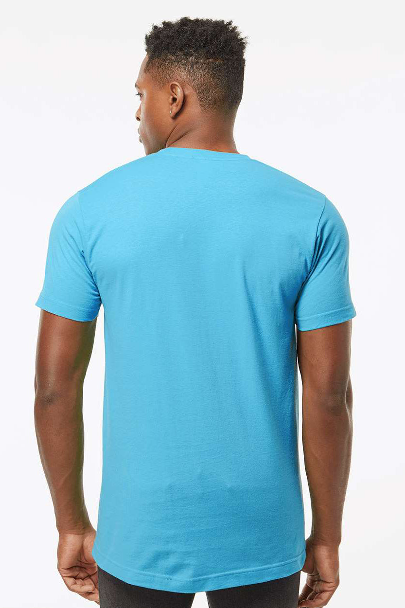 Tultex 202 Mens Fine Jersey Short Sleeve Crewneck T-Shirt Aqua Blue Model Back