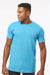 Tultex 202 Mens Fine Jersey Short Sleeve Crewneck T-Shirt Aqua Blue Model Front