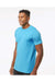 Tultex 202 Mens Fine Jersey Short Sleeve Crewneck T-Shirt Aqua Blue Model Side
