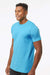 Tultex 202 Mens Fine Jersey Short Sleeve Crewneck T-Shirt Aqua Blue Model Side