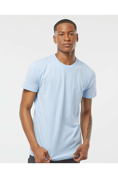 Tultex 202 Mens Fine Jersey Short Sleeve Crewneck T-Shirt Baby Blue Model Front