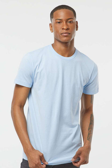 Tultex 202 Mens Fine Jersey Short Sleeve Crewneck T-Shirt Baby Blue Model Front