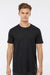 Tultex 202 Mens Fine Jersey Short Sleeve Crewneck T-Shirt Black Model Front