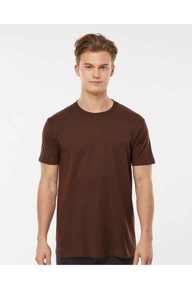 Tultex 202 Mens Fine Jersey Short Sleeve Crewneck T-Shirt Brown Model Front