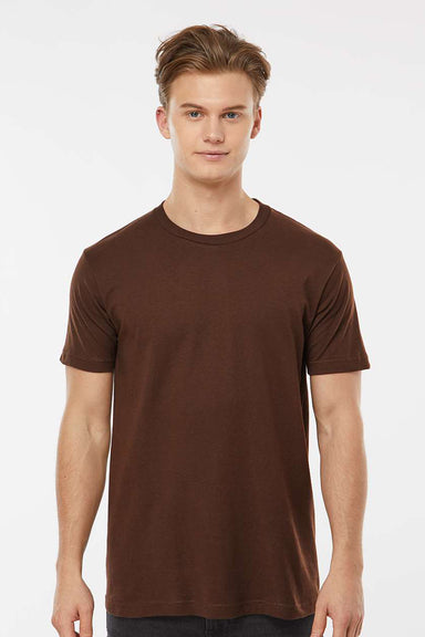 Tultex 202 Mens Fine Jersey Short Sleeve Crewneck T-Shirt Brown Model Front