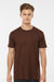 Tultex 202 Mens Fine Jersey Short Sleeve Crewneck T-Shirt Brown Model Front