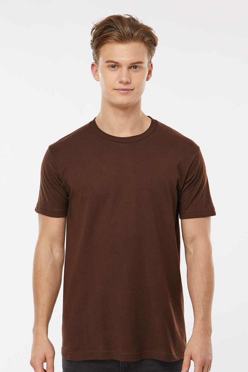 Tultex 202 Mens Fine Jersey Short Sleeve Crewneck T-Shirt Brown Model Front
