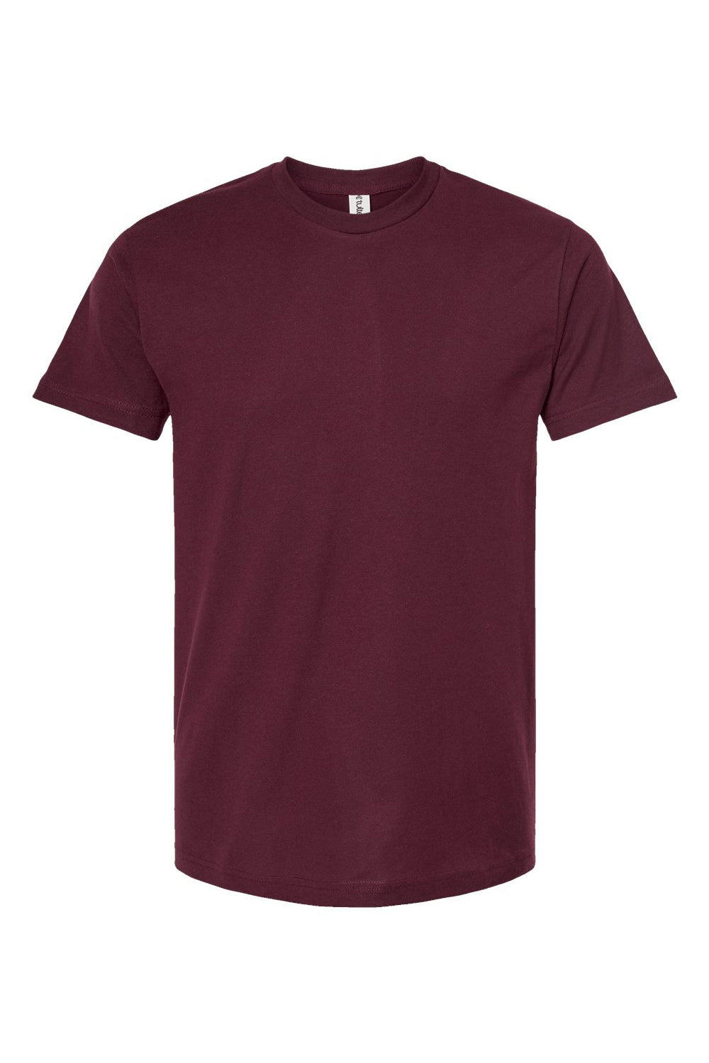 Tultex 202 Mens Fine Jersey Short Sleeve Crewneck T-Shirt Burgundy Flat Front