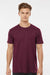 Tultex 202 Mens Fine Jersey Short Sleeve Crewneck T-Shirt Burgundy Model Front