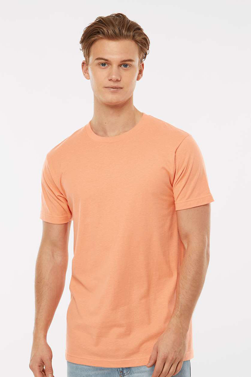 Tultex 202 Mens Fine Jersey Short Sleeve Crewneck T-Shirt Cantaloupe Orange Model Front
