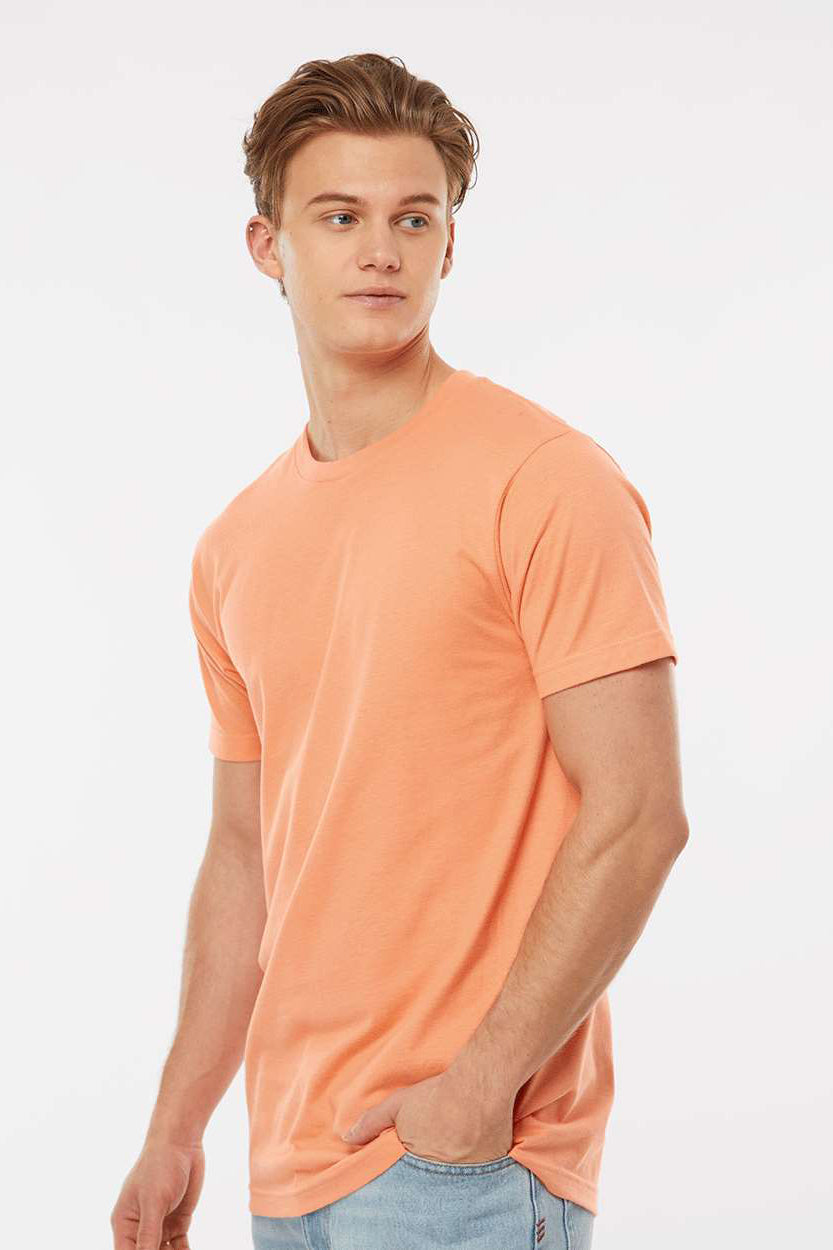 Tultex 202 Mens Fine Jersey Short Sleeve Crewneck T-Shirt Cantaloupe Orange Model Side