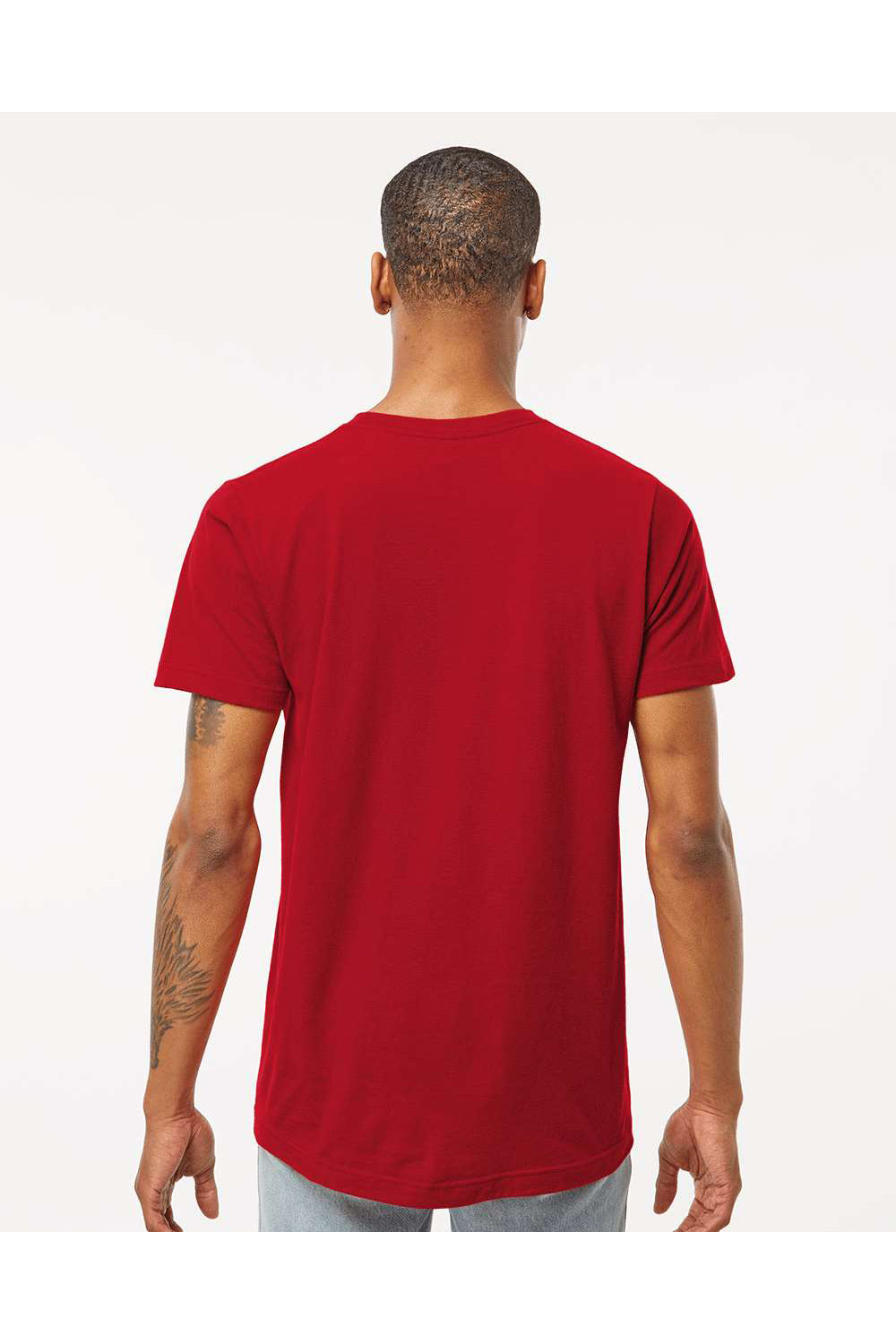 Tultex 202 Mens Fine Jersey Short Sleeve Crewneck T-Shirt Cardinal Red Model Back