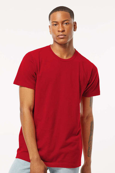 Tultex 202 Mens Fine Jersey Short Sleeve Crewneck T-Shirt Cardinal Red Model Front