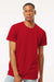 Tultex 202 Mens Fine Jersey Short Sleeve Crewneck T-Shirt Cardinal Red Model Front