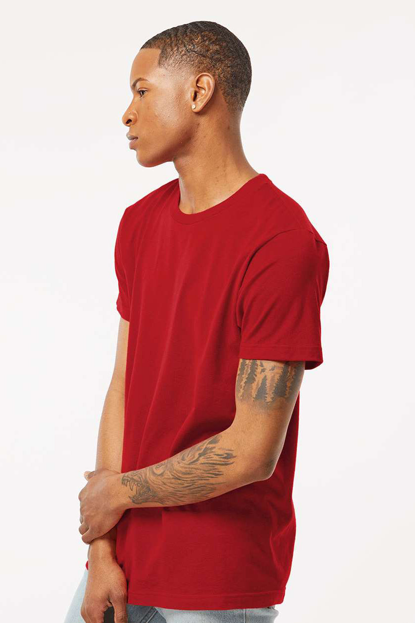 Tultex 202 Mens Fine Jersey Short Sleeve Crewneck T-Shirt Cardinal Red Model Side