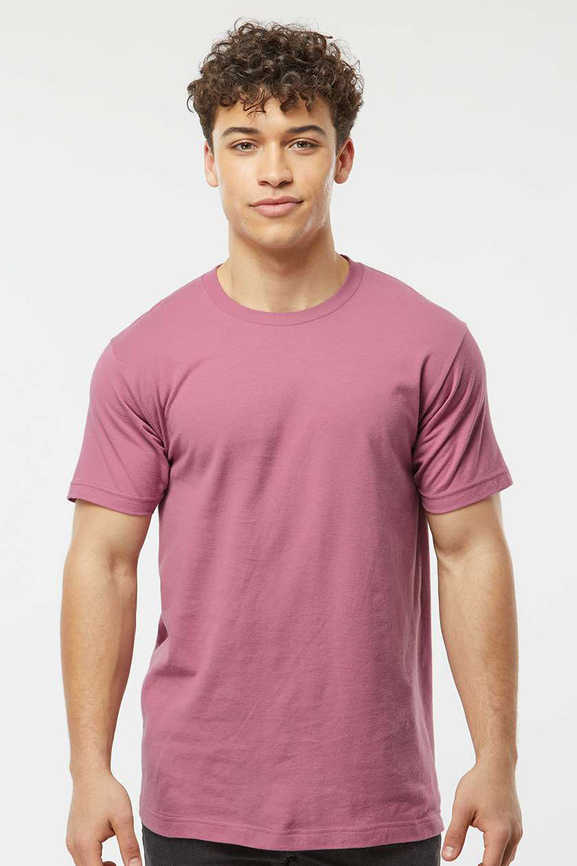 Tultex 202 Mens Fine Jersey Short Sleeve Crewneck T-Shirt Cassis Pink Model Front