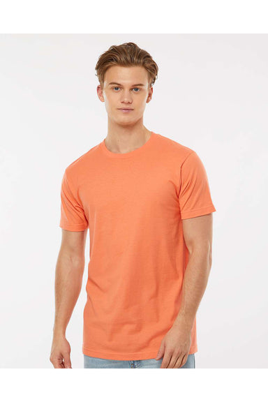 Tultex 202 Mens Fine Jersey Short Sleeve Crewneck T-Shirt Coral Orange Model Front