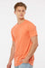 Tultex 202 Mens Fine Jersey Short Sleeve Crewneck T-Shirt Coral Orange Model Side