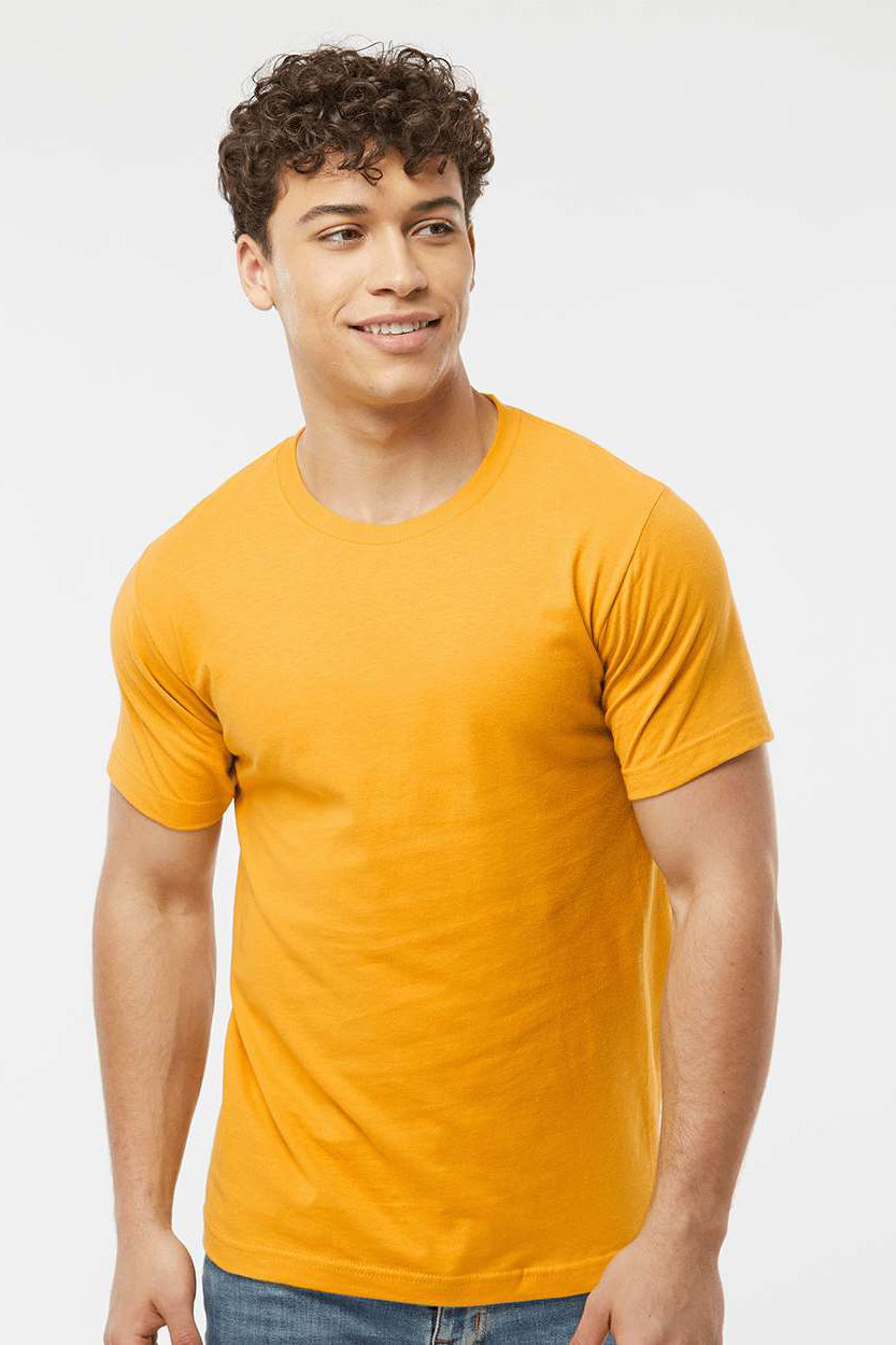 Tultex 202 Mens Fine Jersey Short Sleeve Crewneck T-Shirt Gold Model Front