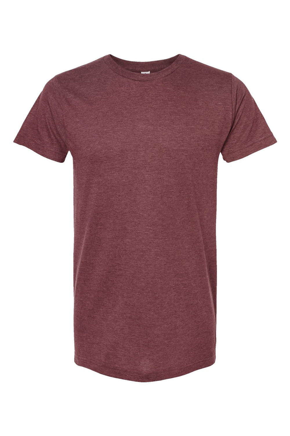 Tultex 202 Mens Fine Jersey Short Sleeve Crewneck T-Shirt Heather Burgundy Flat Front