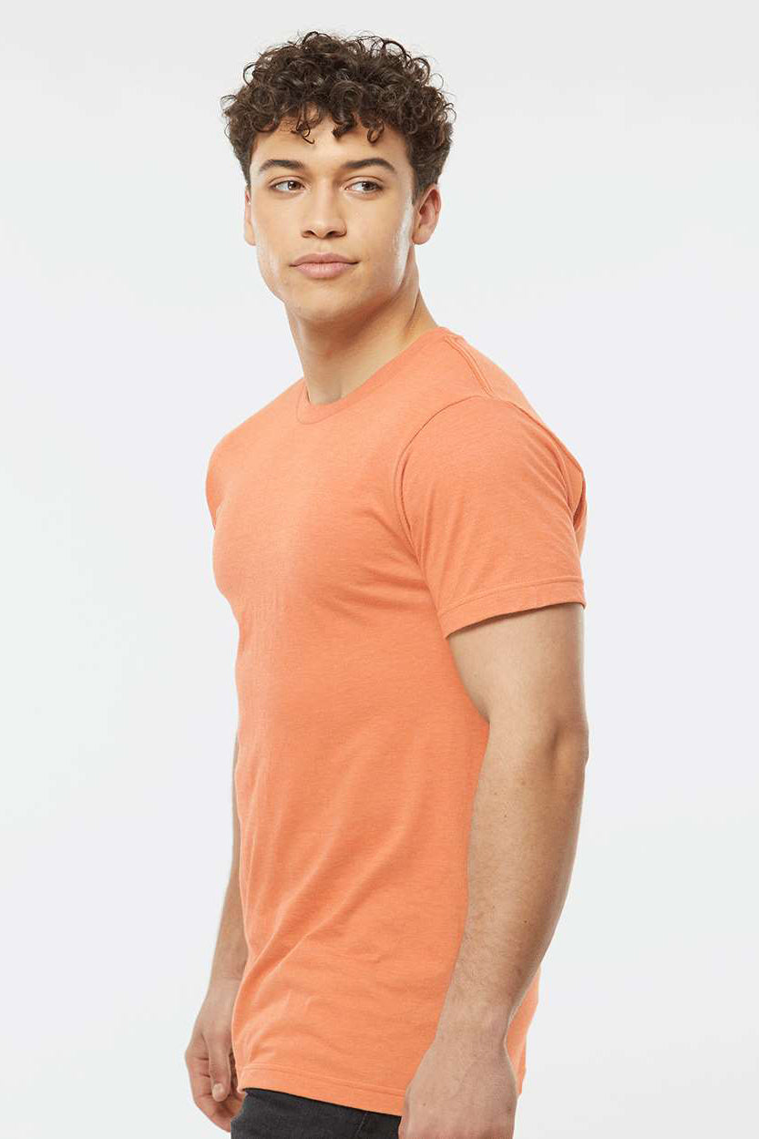Tultex 202 Mens Fine Jersey Short Sleeve Crewneck T-Shirt Heather Cantaloupe Orange Model Side