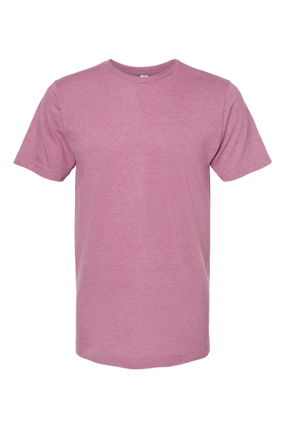Tultex 202 Mens Fine Jersey Short Sleeve Crewneck T-Shirt Heather Cassis Pink Flat Front