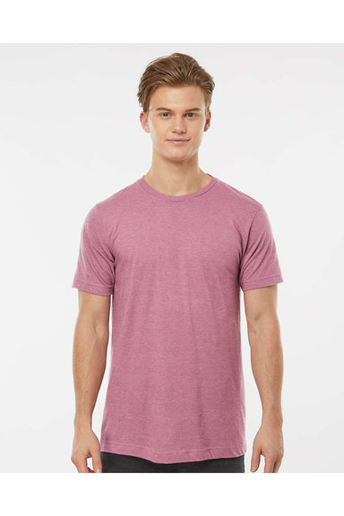 Tultex 202 Mens Fine Jersey Short Sleeve Crewneck T-Shirt Heather Cassis Pink Model Front