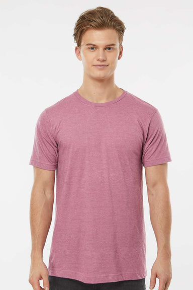 Tultex 202 Mens Fine Jersey Short Sleeve Crewneck T-Shirt Heather Cassis Pink Model Front