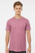 Tultex 202 Mens Fine Jersey Short Sleeve Crewneck T-Shirt Heather Cassis Pink Model Front