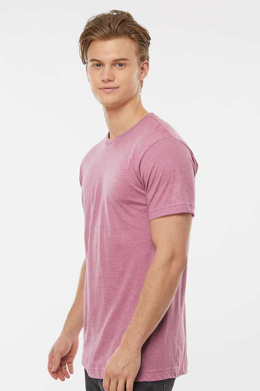 Tultex 202 Mens Fine Jersey Short Sleeve Crewneck T-Shirt Heather Cassis Pink Model Side