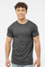 Tultex 202 Mens Fine Jersey Short Sleeve Crewneck T-Shirt Heather Charcoal Grey Model Front