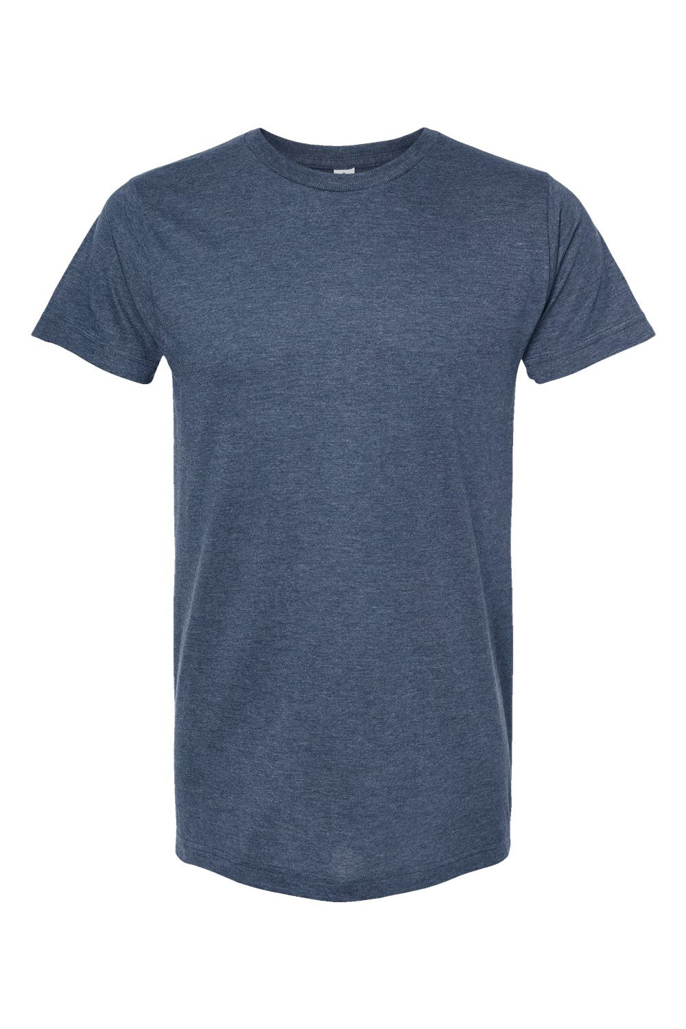 Tultex 202 Mens Fine Jersey Short Sleeve Crewneck T-Shirt Heather Denim Blue Flat Front