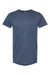 Tultex 202 Mens Fine Jersey Short Sleeve Crewneck T-Shirt Heather Denim Blue Flat Front