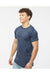 Tultex 202 Mens Fine Jersey Short Sleeve Crewneck T-Shirt Heather Denim Blue Model Side