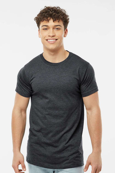 Tultex 202 Mens Fine Jersey Short Sleeve Crewneck T-Shirt Heather Graphite Grey Model Front
