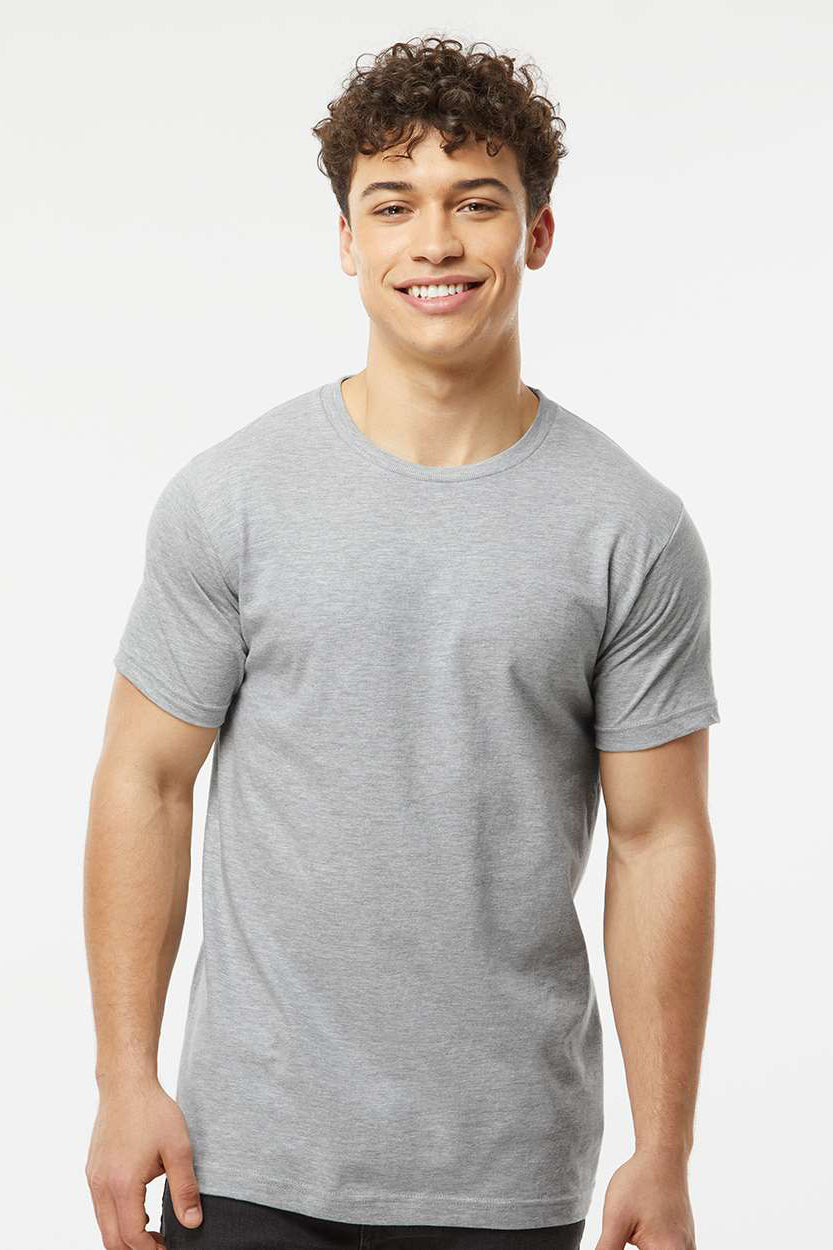Tultex 202 Mens Fine Jersey Short Sleeve Crewneck T-Shirt Heather Grey Model Front