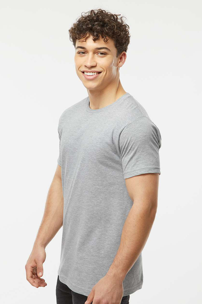 Tultex 202 Mens Fine Jersey Short Sleeve Crewneck T-Shirt Heather Grey Model Side