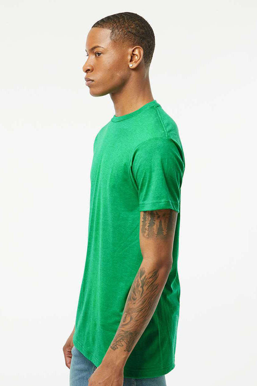 Tultex 202 Mens Fine Jersey Short Sleeve Crewneck T-Shirt Heather Kelly Green Model Side
