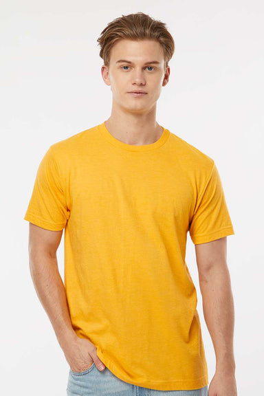 Tultex 202 Mens Fine Jersey Short Sleeve Crewneck T-Shirt Heather Mellow Yellow Model Front