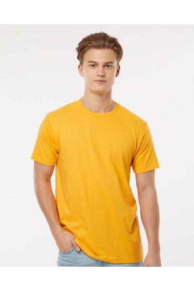 Tultex 202 Mens Fine Jersey Short Sleeve Crewneck T-Shirt Heather Mellow Yellow Model Front