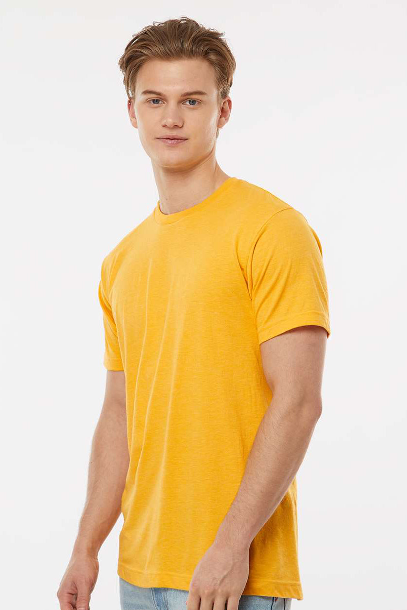 Tultex 202 Mens Fine Jersey Short Sleeve Crewneck T-Shirt Heather Mellow Yellow Model Side
