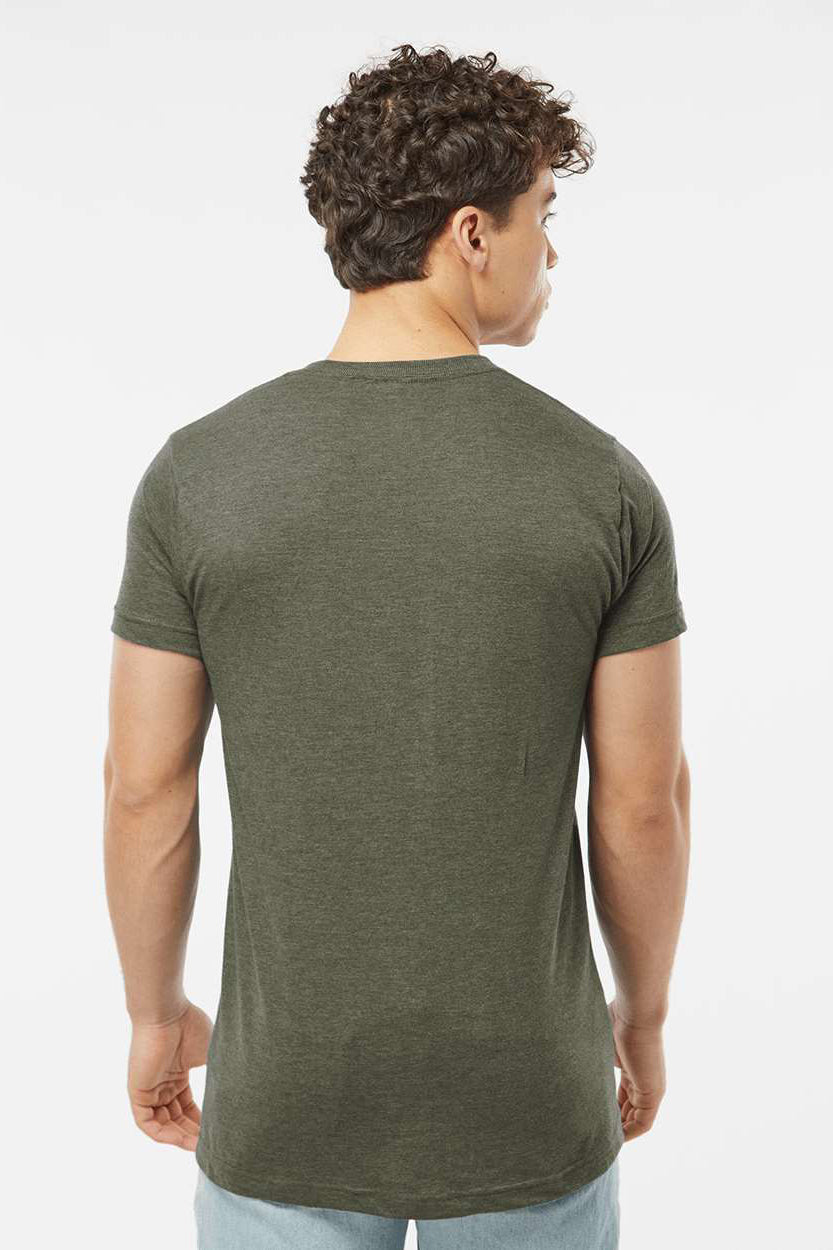 Tultex 202 Mens Fine Jersey Short Sleeve Crewneck T-Shirt Heather Military Green Model Back