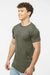 Tultex 202 Mens Fine Jersey Short Sleeve Crewneck T-Shirt Heather Military Green Model Side